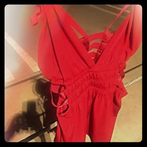 Red strappy clubbing top